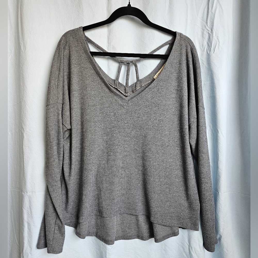 Liberty Love Waffle Knit Tank In Gray - Size XL